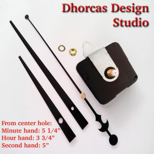 (#03) Quartz Clock Movement kit, quiet motor and LONG Black 6" hand, choose from regular to long shafts and a hanger.