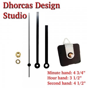 (#019) Quartz Clock Movement kit, quiet motor and Black 5" hand, choose from regular to long shafts and a hanger.