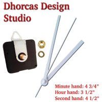 (#04) Quartz Clock Movement kit, quiet motor and White 5" hand, choose from regular to long shafts and a hanger.