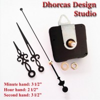 (#07) Quartz Clock Movement kit, quiet motor and Black 3.5" hand, choose from regular to long shafts and a hanger.