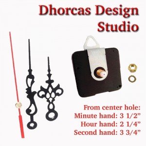 (#016) Quartz Clock Movement kit, quiet motor and Black 3.5" hand, choose from regular to long shafts and a hanger.