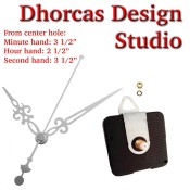 (#012) Quartz Clock Movement kit, quiet motor and Silver 3.5" hand, choose from regular to long shafts and a hanger.