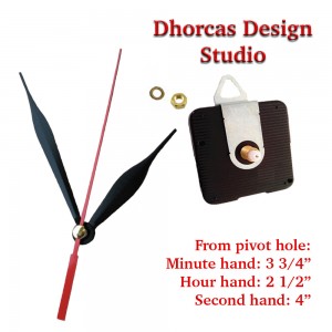 (#024) Quartz Clock Movement kit, quiet motor and Black 3.5" hand, choose from regular to long shafts and a hanger.