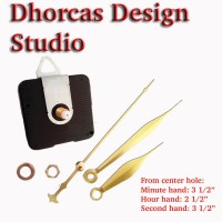 (#09) Quartz Clock Movement kit, quiet motor and Gold 3.5" hand, choose from regular to long shafts and a hanger.