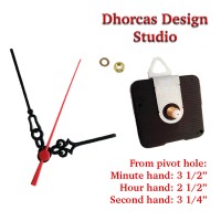 (#026) Quartz Clock Movement kit, quiet motor and Black PLASTIC 3.5" hand, choose from regular to long shafts and a hanger.