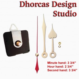 (#013) Quartz Clock Movement kit, quiet motor and Gold 3 3/4" hand, choose from regular to long shafts and a hanger.