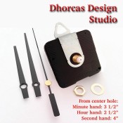 (#08) Quartz Clock Movement kit, quiet motor and Black 3.5" hand, choose from regular to long shafts and a hanger.