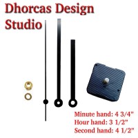 (#019) Quartz Clock Movement kit, quiet motor and Black 5" hand, choose from regular to long shafts