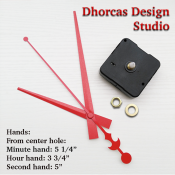(#03R) Quartz Clock Movement kit, quiet motor and LONG Red 6" hand, choose from regular to long shafts