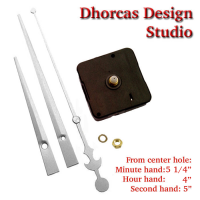 (#03S) Quartz Clock Movement kit, quiet motor and LONG Silver 6" hand, choose from regular to long shafts