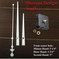 (#03W) Quartz Clock Movement kit, quiet motor and LONG White 6" hand, choose from regular to long shafts