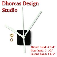 (#04) Quartz Clock Movement kit, quiet motor and White 5" hand, choose from regular to long shafts