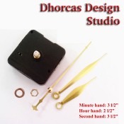 (#09) Quartz Clock Movement kit, quiet motor and Gold 3.5" hand, choose from regular to long shafts
