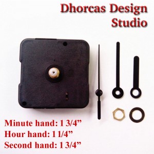 (#011) Quartz Clock Movement kit, quiet motor and Black 1 3/4" hand, choose from regular to long shafts